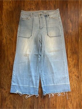 Soho Light Blue Flare Wide Leg Jeans Culottes with Frayed Hem